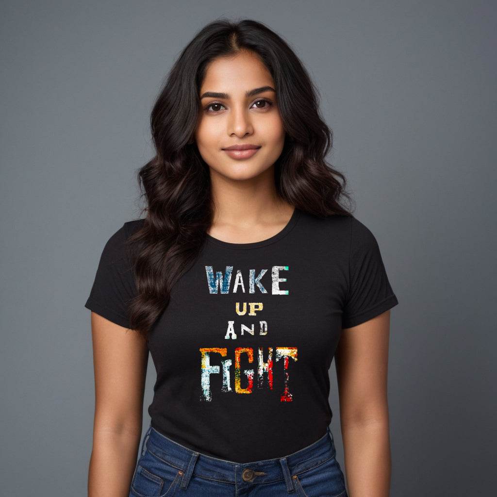 WAKE UP AND FIGHT - Unisex Round Neck Regular Fit 100% Combed Cotton Half Sleeve T-Shirt - Mojilo Mart