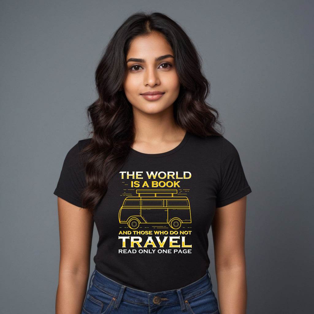 The world Is A book And those who do not travel read only one page - Unisex Round Neck Regular Fit 100% Combed Cotton Half Sleeve T-Shirt - Mojilo Mart