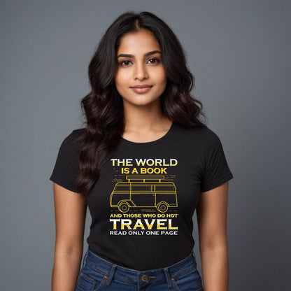 The world Is A book And those who do not travel read only one page - Unisex Round Neck Regular Fit 100% Combed Cotton Half Sleeve T-Shirt - Mojilo Mart
