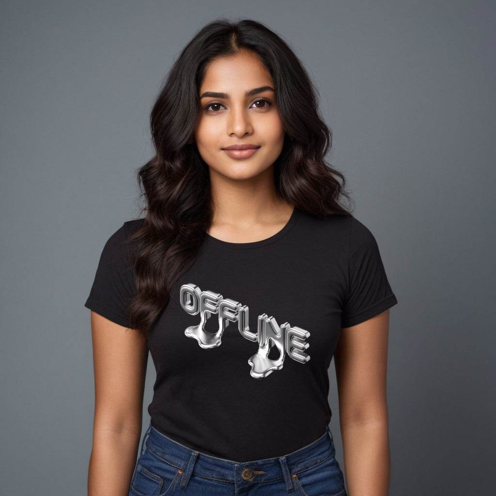 OFF LINE - Unisex Round Neck Regular Fit 100% Combed Cotton Half Sleeve T-Shirt - Mojilo Mart