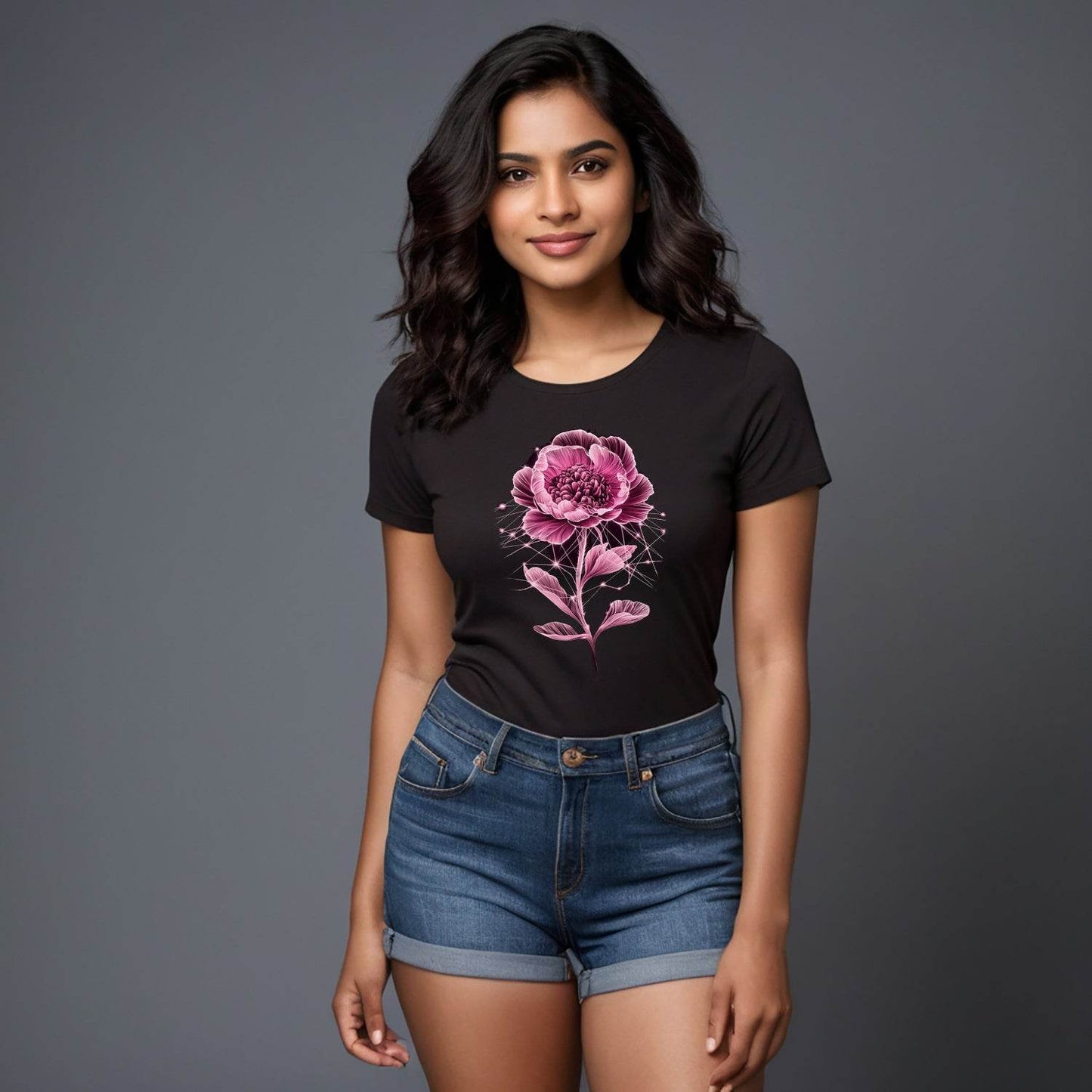 Celestial Boho Flower - Unisex Round Neck Regular Fit 100% Combed Cotton Half Sleeve T-Shirt - Mojilo Mart