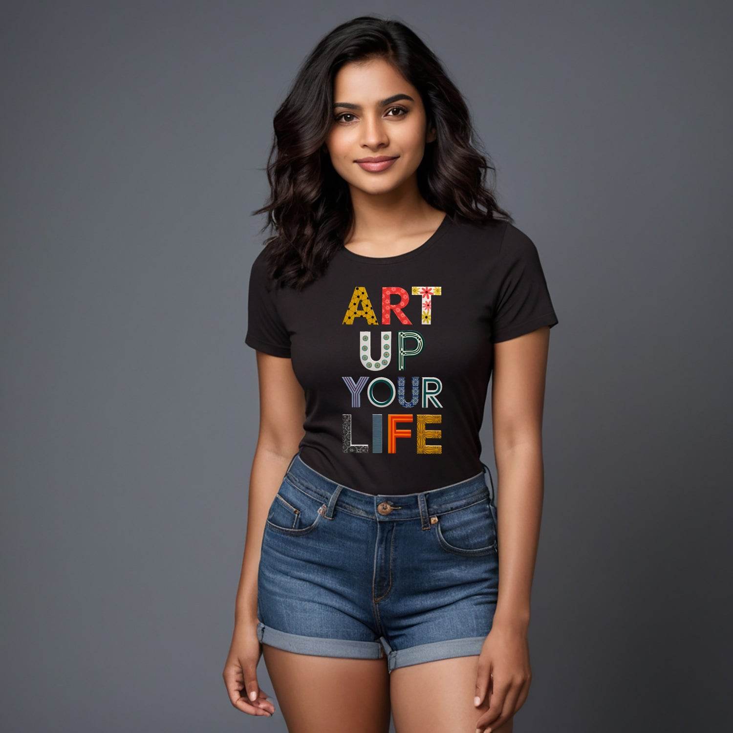 ART UP YOUR LIFE - Unisex Round Neck Regular Fit 100% Combed Cotton Half Sleeve T-Shirt - Mojilo Mart