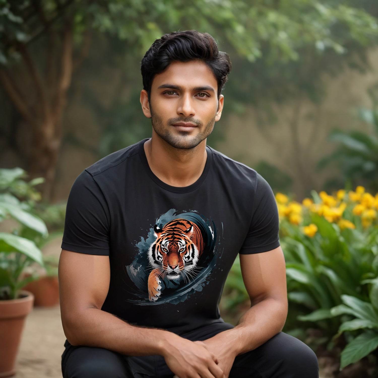 Majectic Tiger - Unisex Round Neck Regular Fit 100% Combed Cotton Half Sleeve T-Shirt - Mojilo Mart