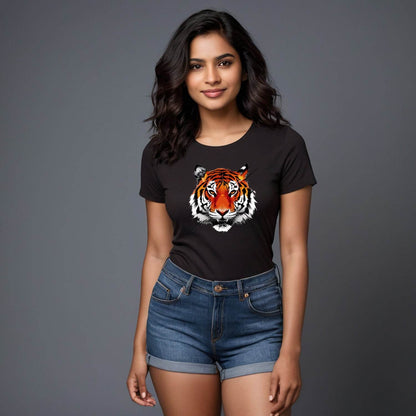 Tiger Graphic Face - Unisex Round Neck Regular Fit 100% Combed Cotton Half Sleeve T-Shirt - Mojilo Mart