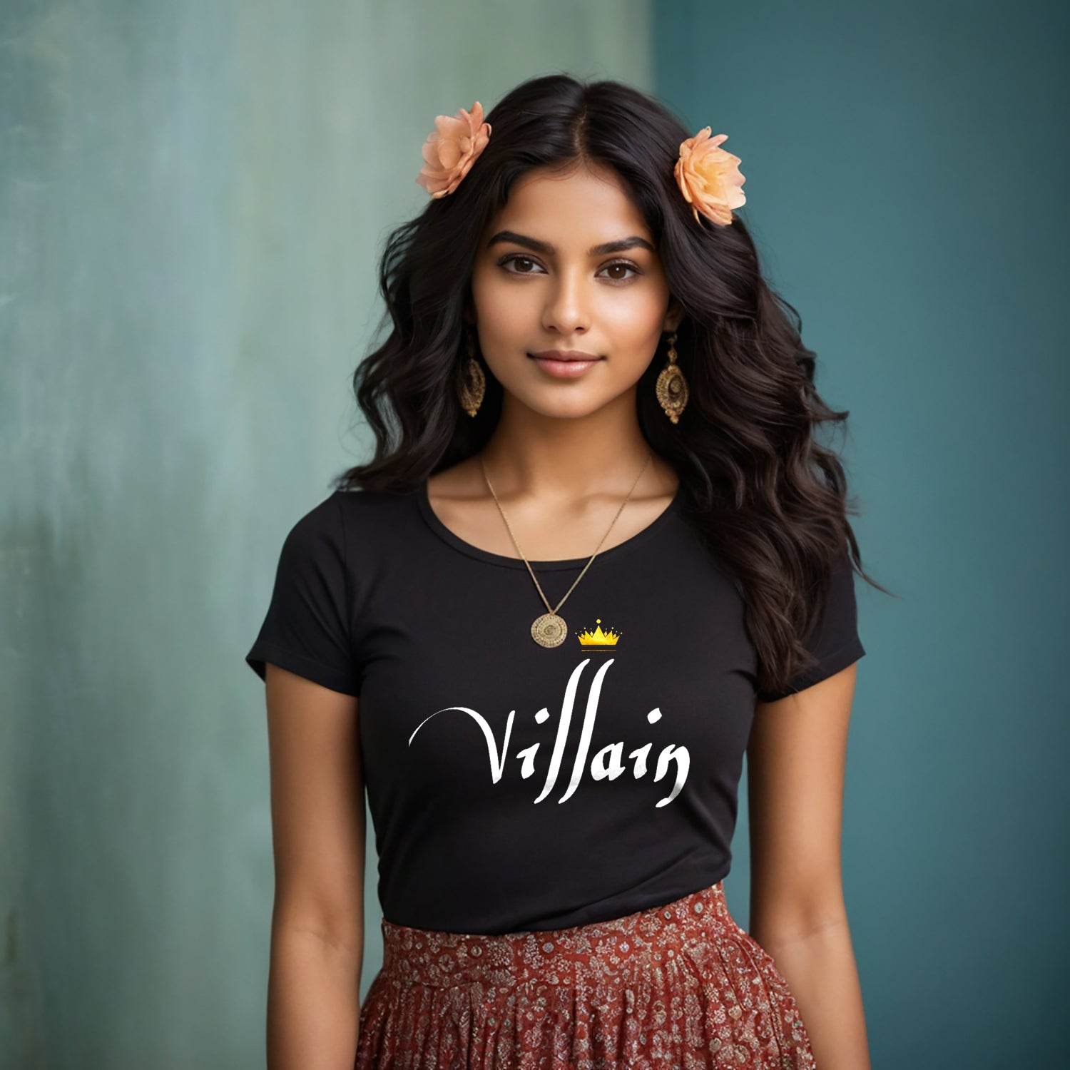 VILLAIN - Unisex Round Neck Regular Fit 100% Combed Cotton Half Sleeve T-Shirt - Mojilo Mart