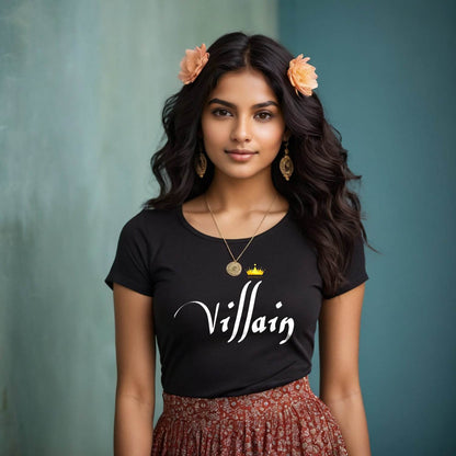 VILLAIN - Unisex Round Neck Regular Fit 100% Combed Cotton Half Sleeve T-Shirt - Mojilo Mart