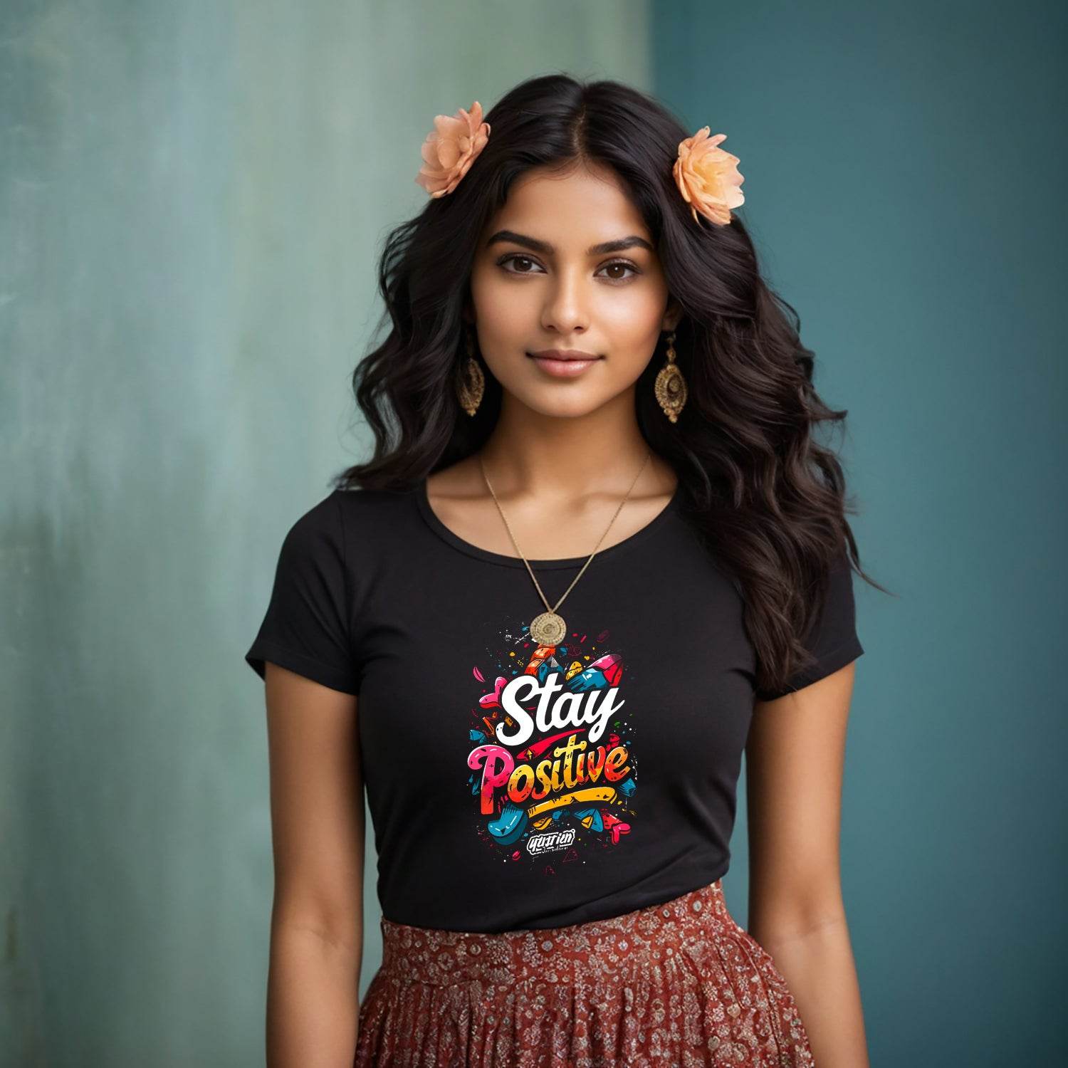 Stay Positive - Unisex Round Neck Regular Fit 100% Combed Cotton Half Sleeve T-Shirt - Mojilo Mart
