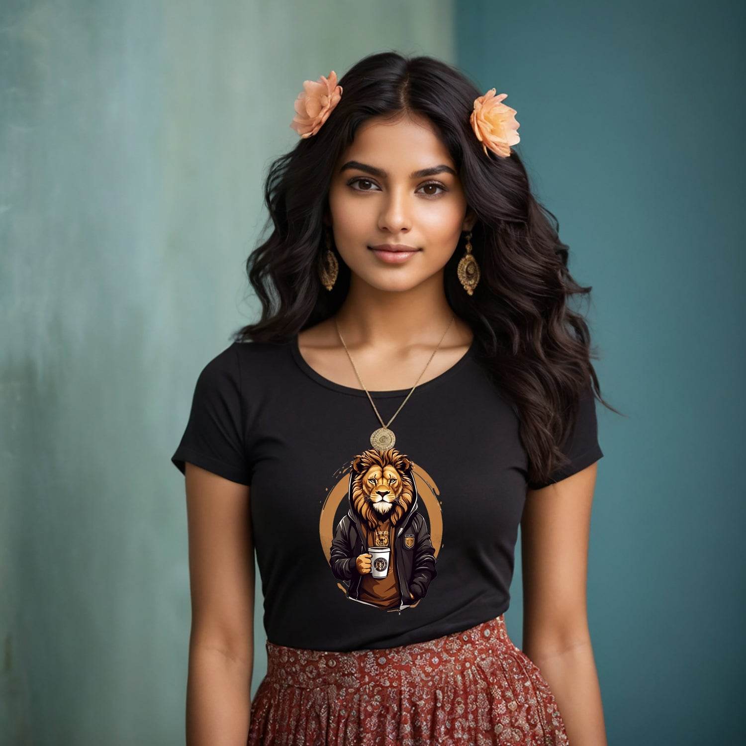 LION COFFEE - Unisex Round Neck Regular Fit 100% Combed Cotton Half Sleeve T-Shirt - Mojilo Mart