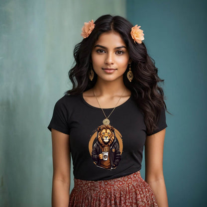 LION COFFEE - Unisex Round Neck Regular Fit 100% Combed Cotton Half Sleeve T-Shirt - Mojilo Mart