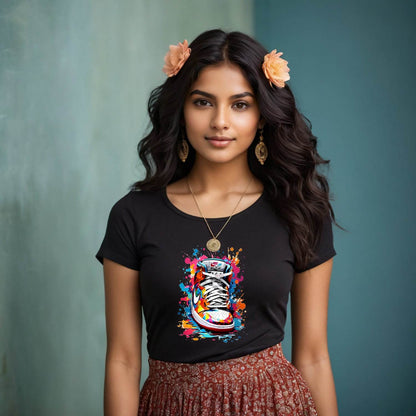 Colorful Shoes Art - Unisex Round Neck Regular Fit 100% Combed Cotton Half Sleeve T-Shirt - Mojilo Mart