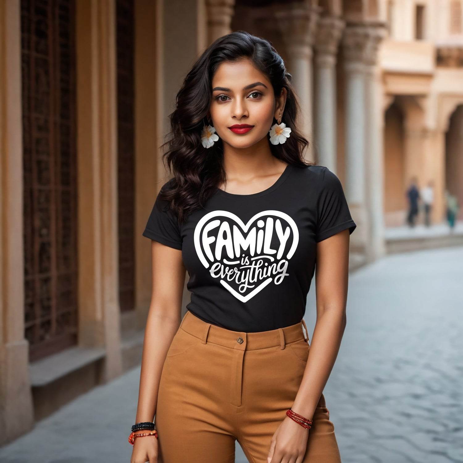 Family Is Everything - Unisex Round Neck Regular Fit 100% Combed Cotton Half Sleeve T-Shirt - Mojilo Mart