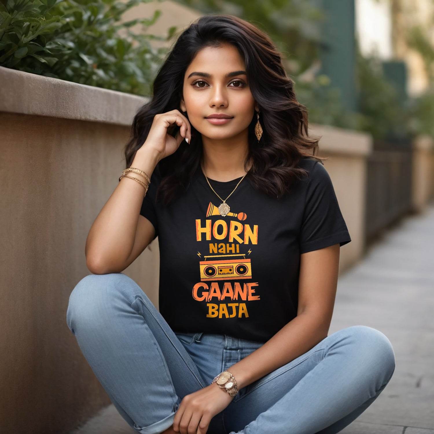 Horn Nahi Gaane Baja- Unisex Round Neck Regular Fit 100% Combed Cotton Half Sleeve T-Shirt - Mojilo Mart