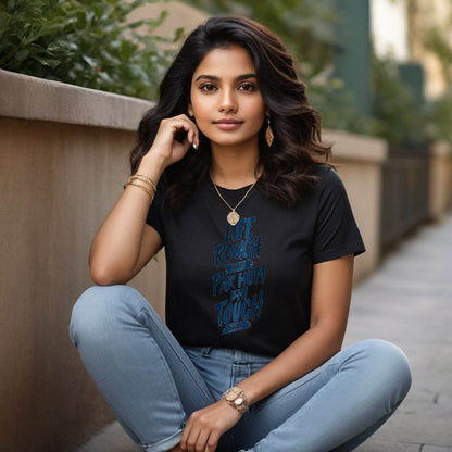 LIFE ROUGH HAI PAR HUM BHI TOUGH HAI - Unisex Round Neck Regular Fit 100% Combed Cotton Half Sleeve T-Shirt - Mojilo Mart