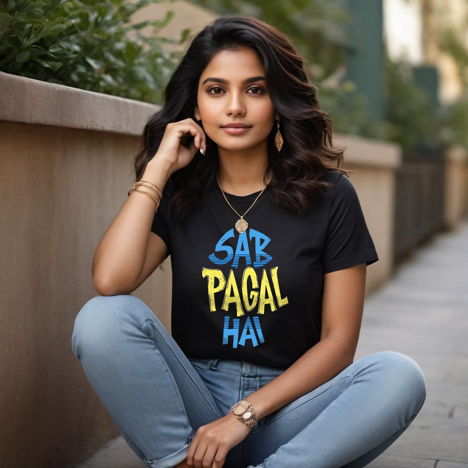 SAB PAGAL HAI - Unisex Round Neck Regular Fit 100% Combed Cotton Half Sleeve T-Shirt - Mojilo Mart