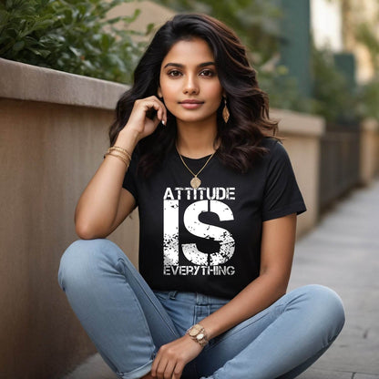 ATTITUDE IS EVERYTHING - Unisex Round Neck Regular Fit 100% Combed Cotton Half Sleeve T-Shirt - Mojilo Mart