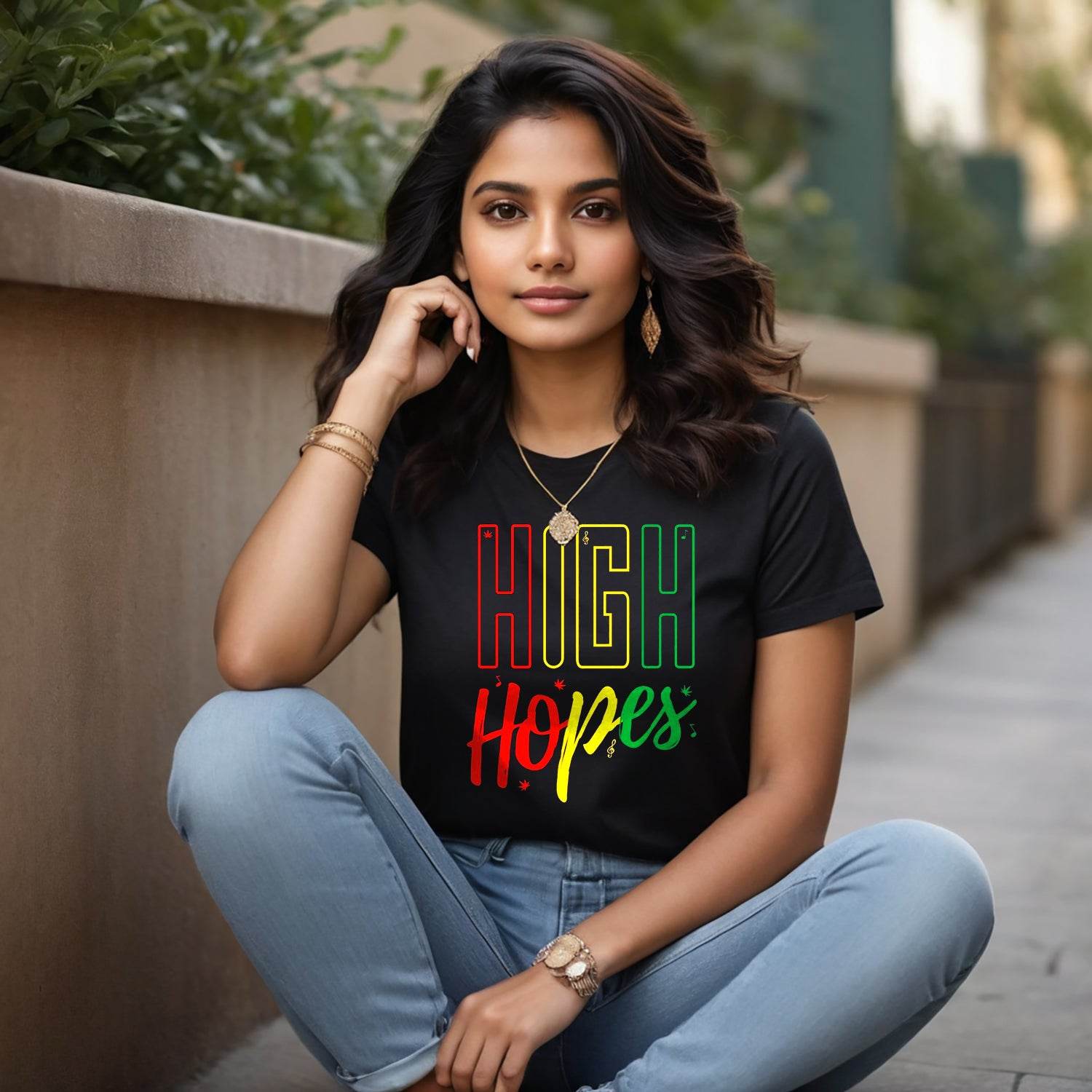 HIGH Hopes - Unisex Round Neck Regular Fit 100% Combed Cotton Half Sleeve T-Shirt - Mojilo Mart