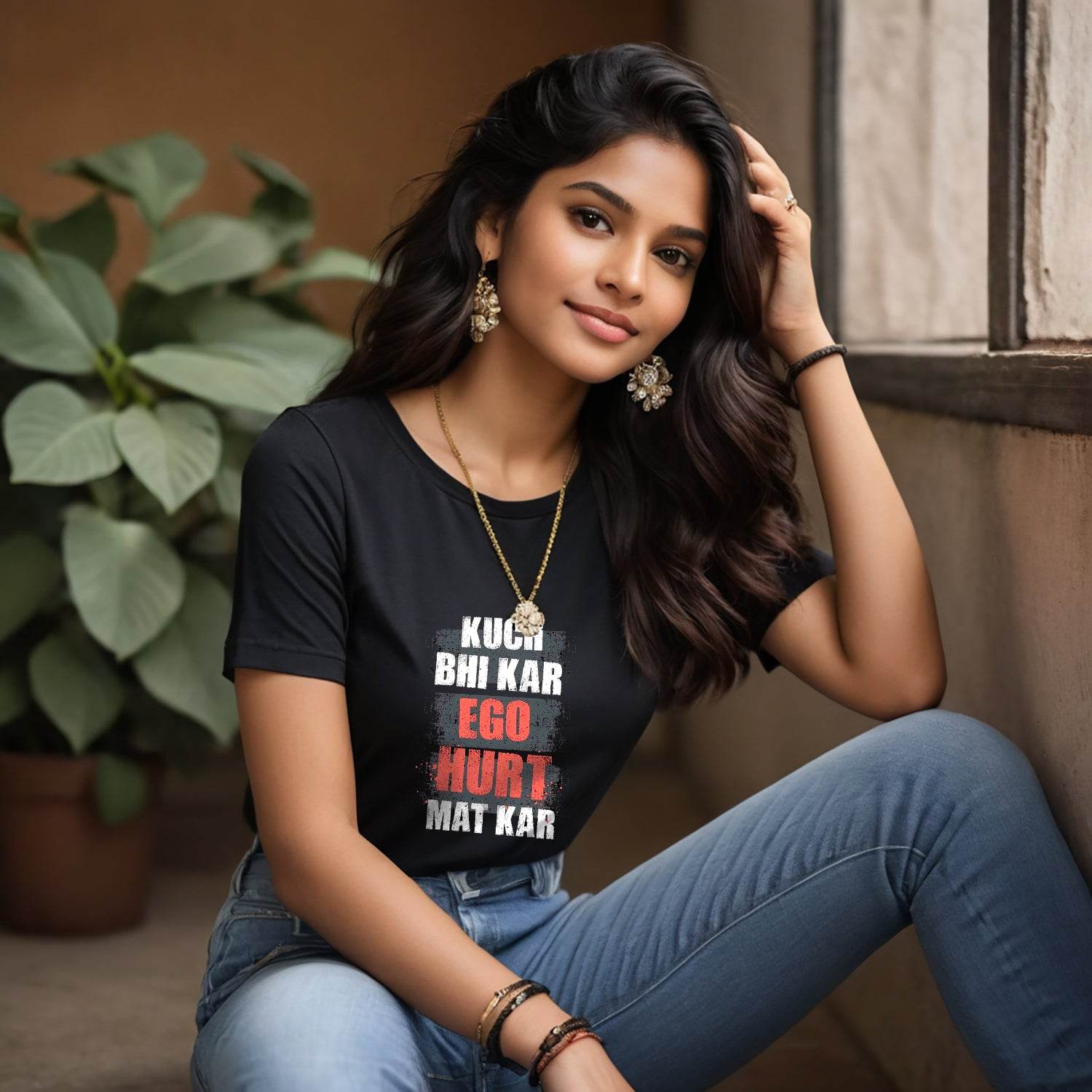 KUCH BHI KAR EGO HURT MAT KAR - Unisex Round Neck Regular Fit 100% Combed Cotton Half Sleeve T-Shirt - Mojilo Mart