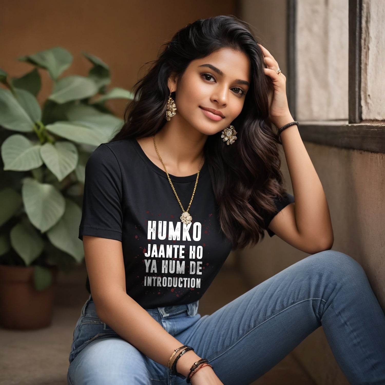 HUMKO JAANTE HO YA HUM DE INTRODUCTION - Unisex Round Neck Regular Fit 100% Combed Cotton Half Sleeve T-Shirt - Mojilo Mart