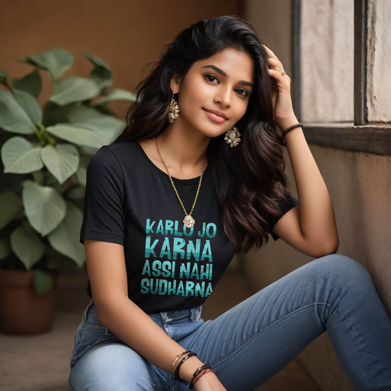 KARLO JO KARNA ASSI NAHI SUDHARNA - Unisex Round Neck Regular Fit 100% Combed Cotton Half Sleeve T-Shirt - Mojilo Mart