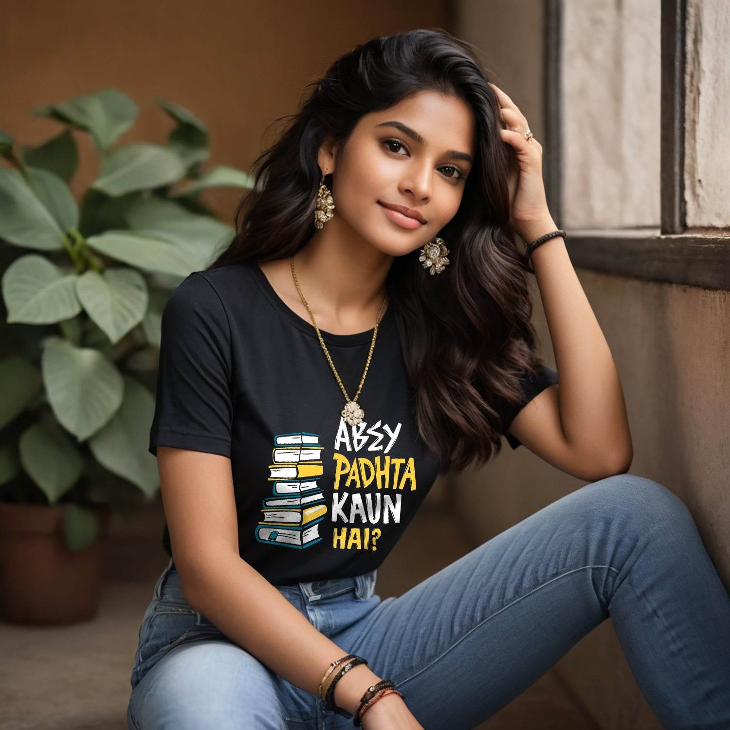 ΑΒEΥ PADHTA KAUN HAI? - Unisex Round Neck Regular Fit 100% Combed Cotton Half Sleeve T-Shirt - Mojilo Mart