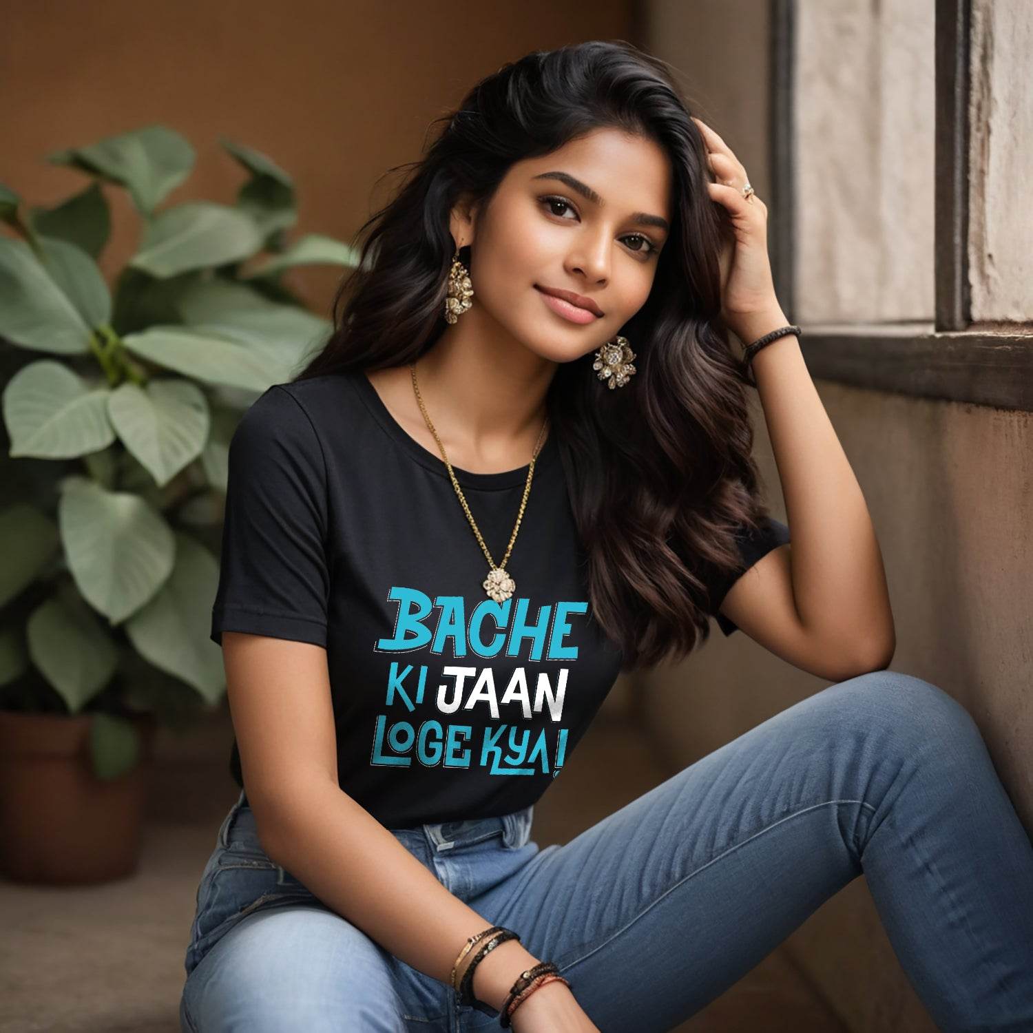 BACHE KI JAAN LOGE KYA - Unisex Round Neck Regular Fit 100% Combed Cotton Half Sleeve T-Shirt - Mojilo Mart