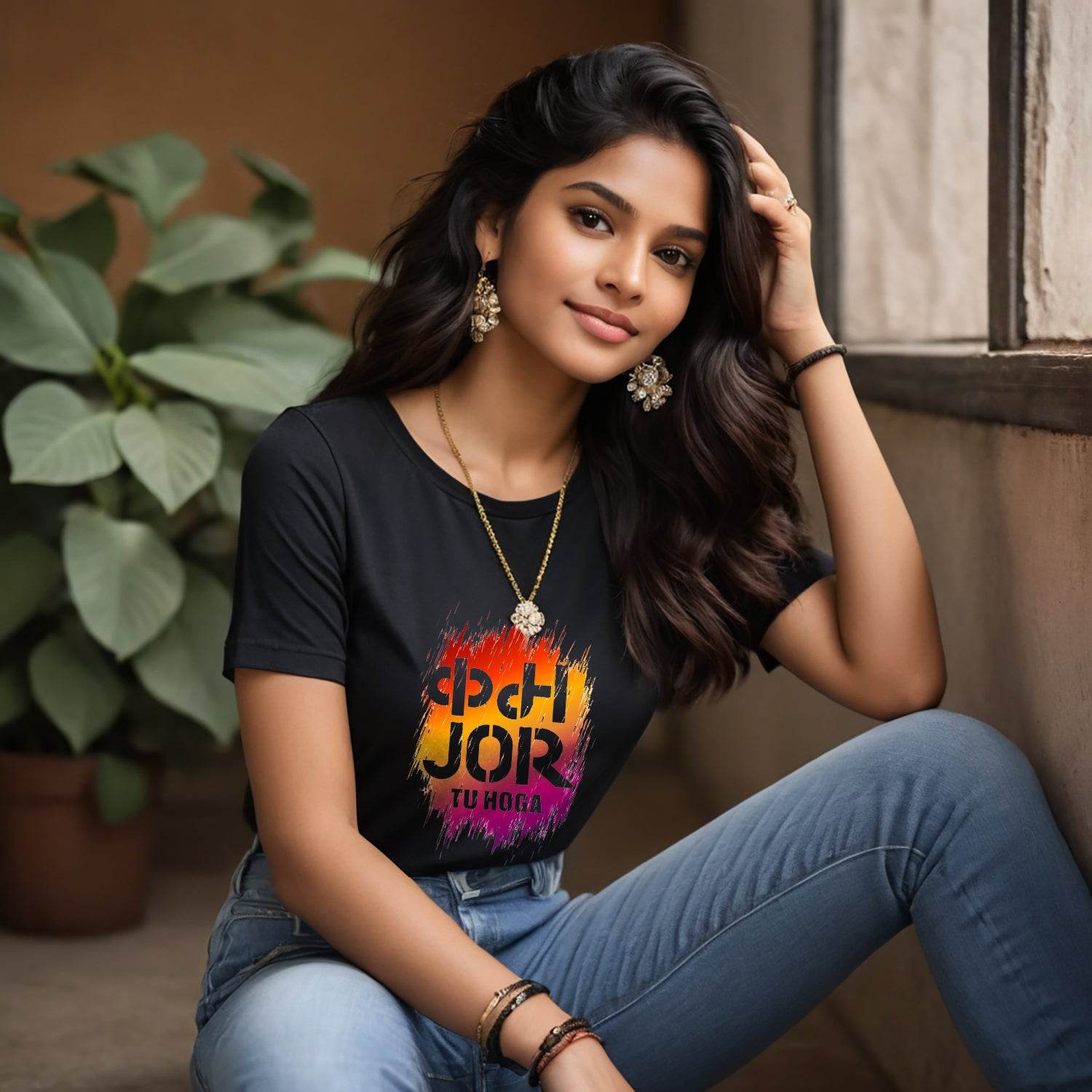 KAM JOR TU HOGA - Unisex Round Neck Regular Fit 100% Combed Cotton Half Sleeve T-Shirt - Mojilo Mart
