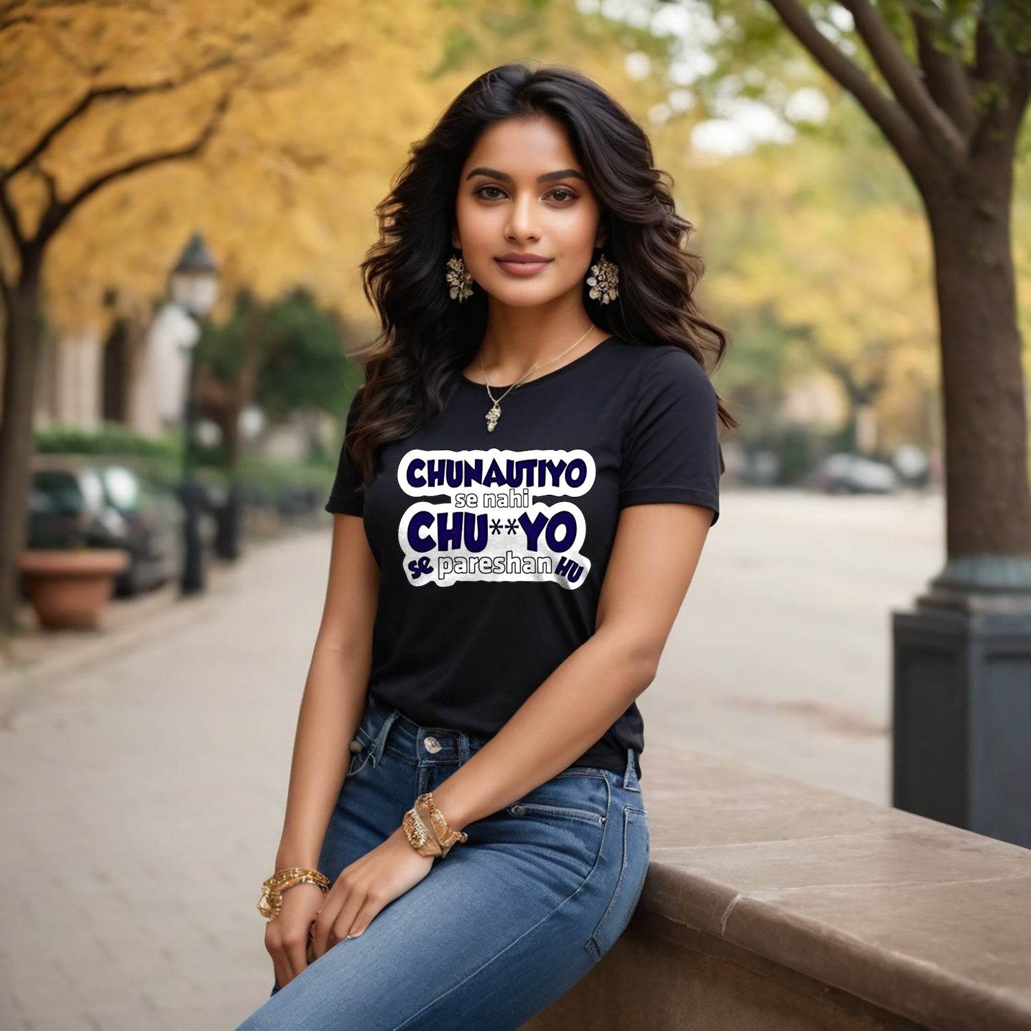 Chunotiyo Se Nahi Chutiyo Se Pareshan Hu - Unisex Round Neck Regular Fit 100% Combed Cotton Half Sleeve T-Shirt - Mojilo Mart