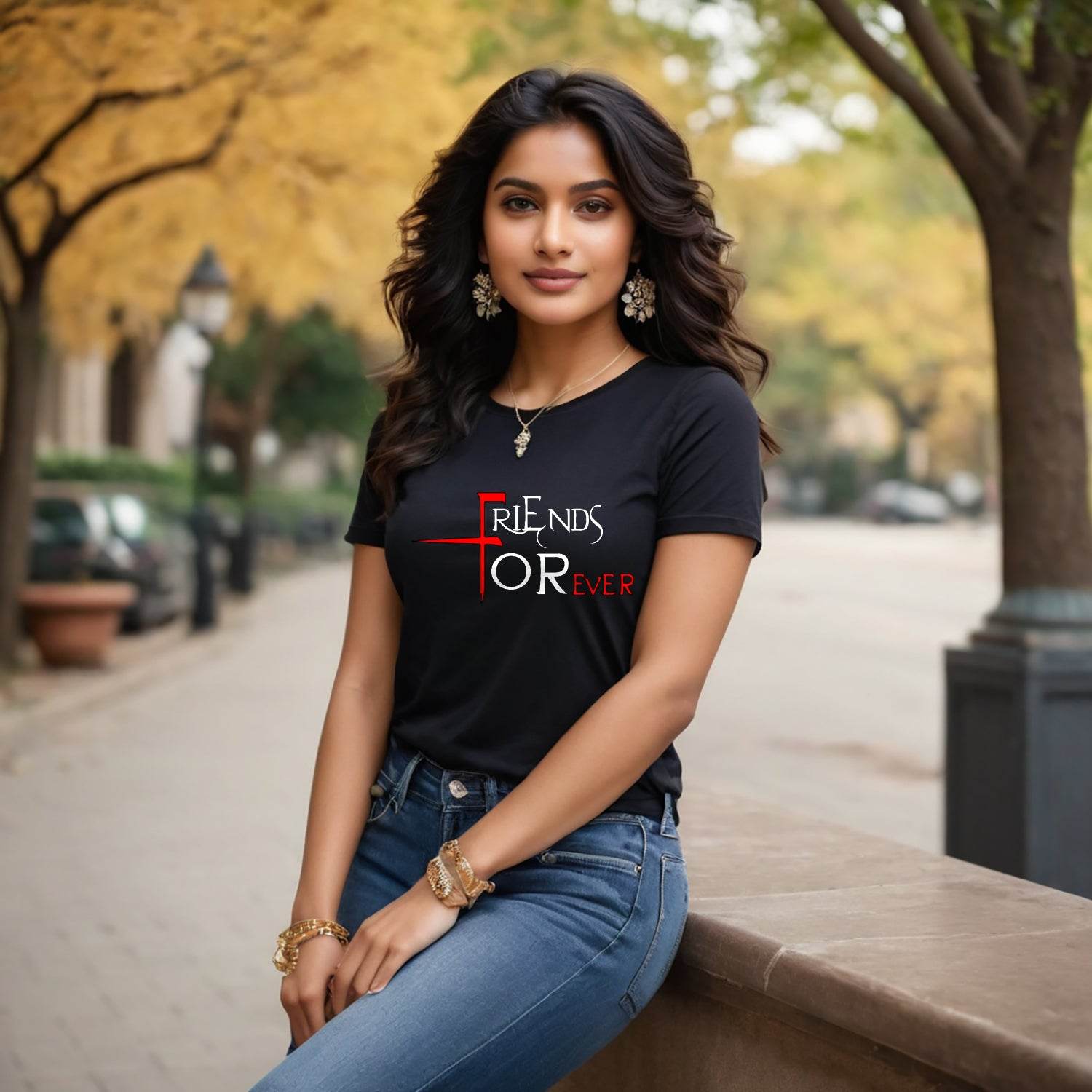 Friends Forever - Unisex Round Neck Regular Fit 100% Combed Cotton Half Sleeve T-Shirt - Mojilo Mart