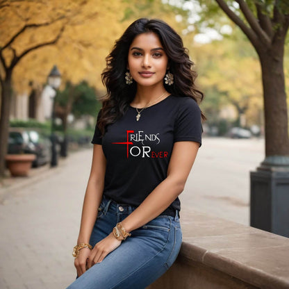 Friends Forever - Unisex Round Neck Regular Fit 100% Combed Cotton Half Sleeve T-Shirt - Mojilo Mart