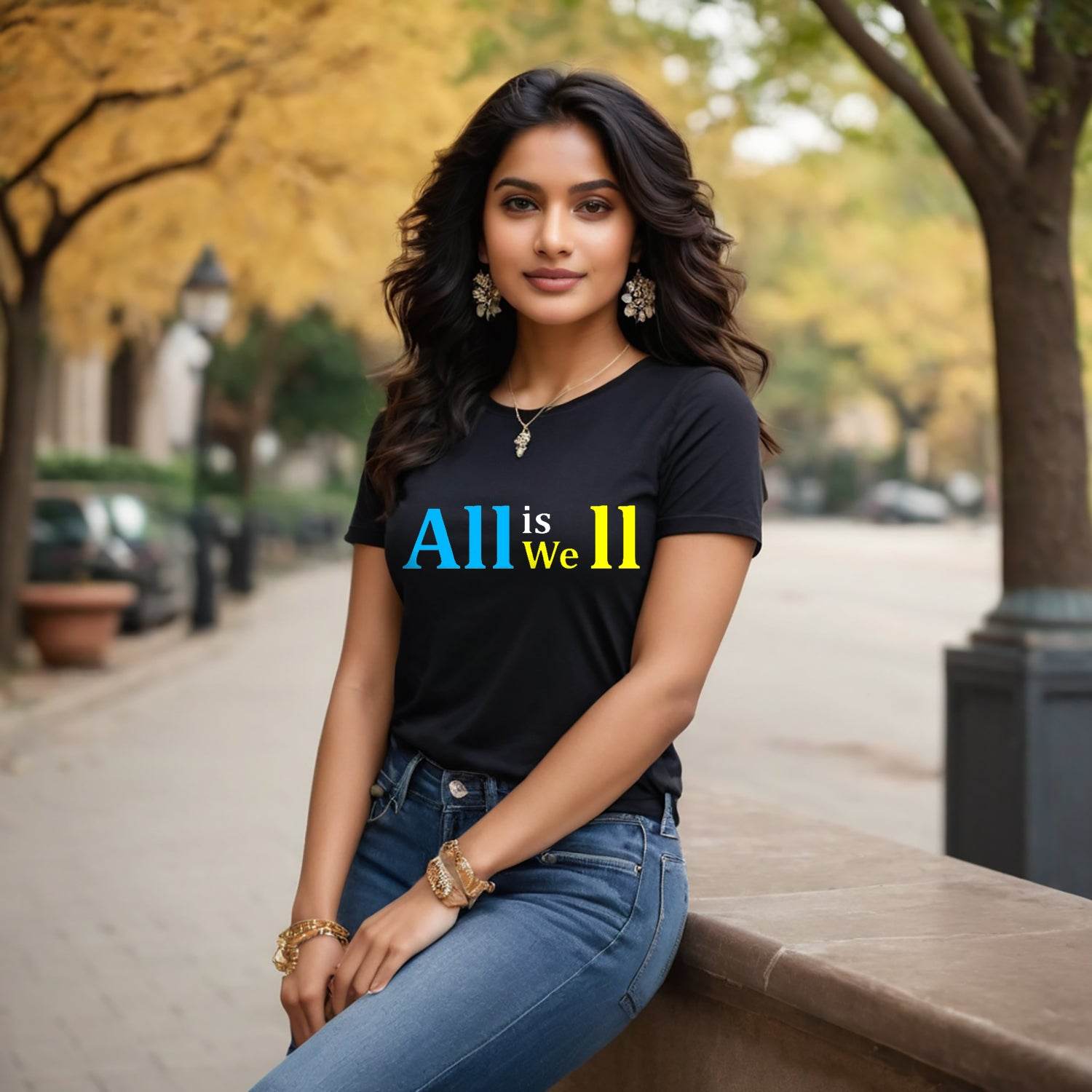 All Is well - Unisex Round Neck Regular Fit 100% Combed Cotton Half Sleeve T-Shirt - Mojilo Mart