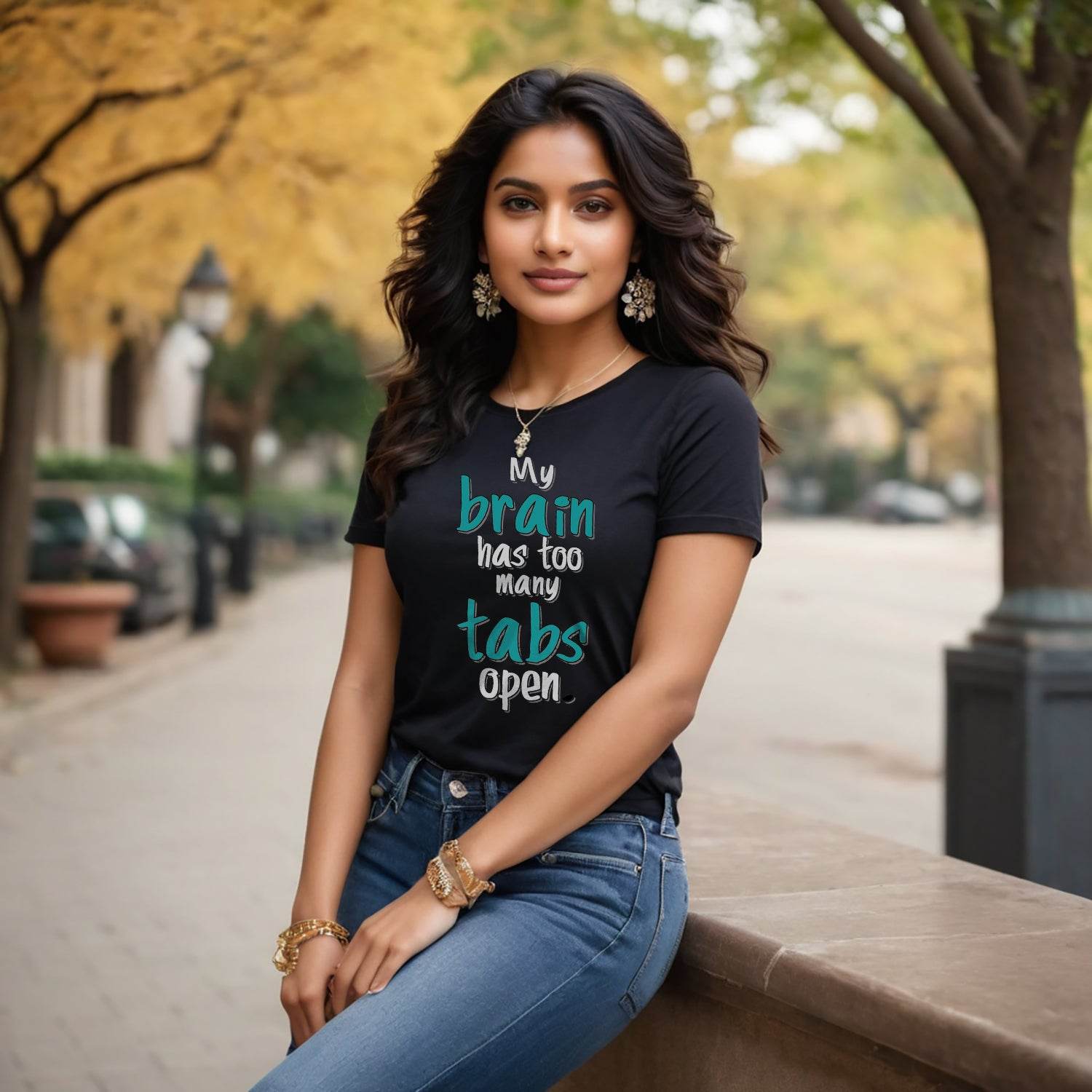 My brain has too many tabs open - Unisex Round Neck Regular Fit 100% Combed Cotton Half Sleeve T-Shirt - Mojilo Mart