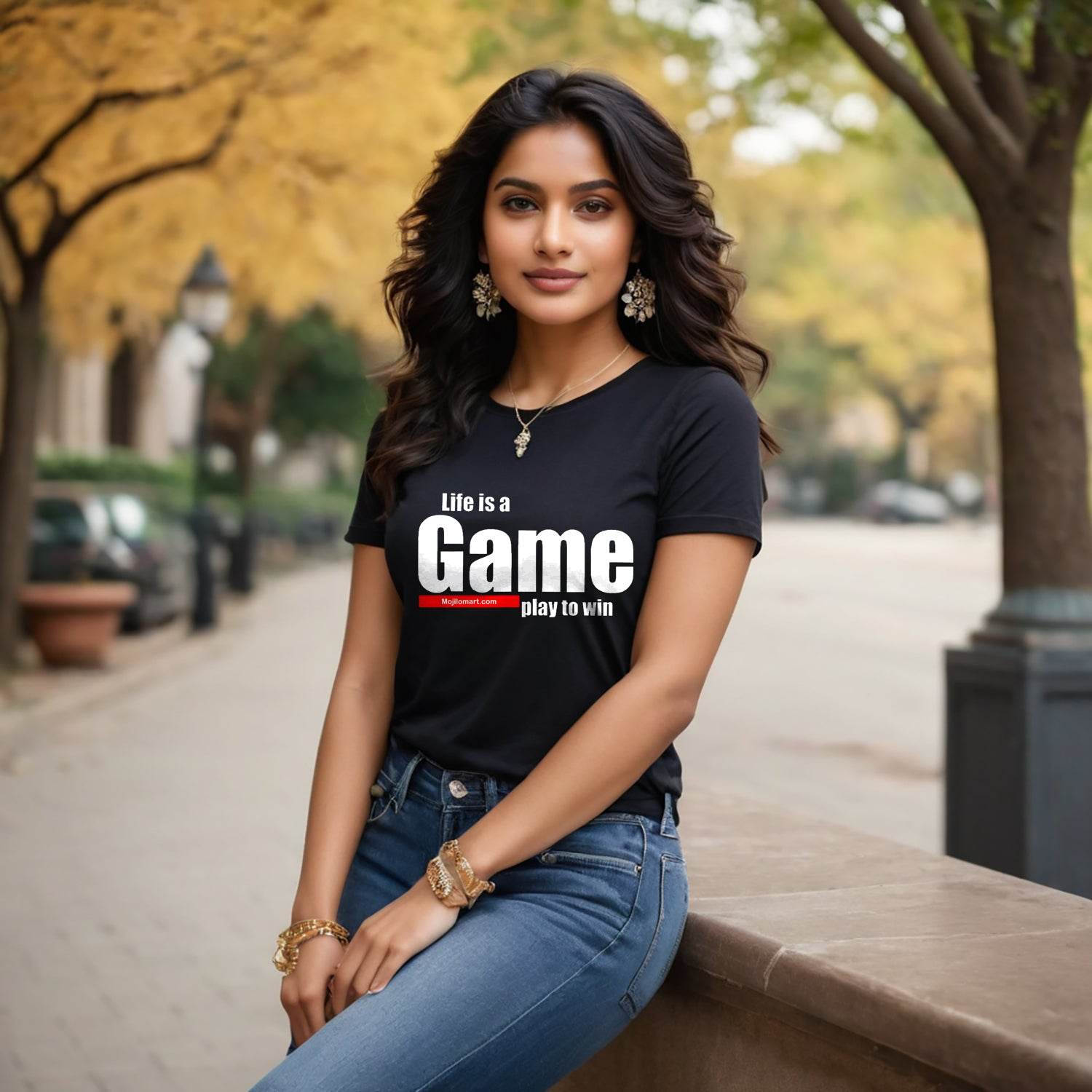 Life is a Game play to win - Unisex Round Neck Regular Fit 100% Combed Cotton Half Sleeve T-Shirt - Mojilo Mart