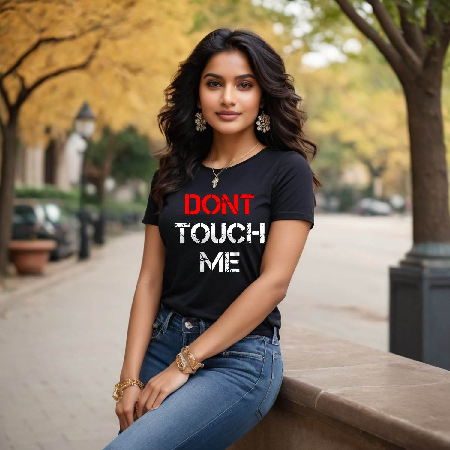 DONT TOUCH ME - Unisex Round Neck Regular Fit 100% Combed Cotton Half Sleeve T-Shirt - Mojilo Mart
