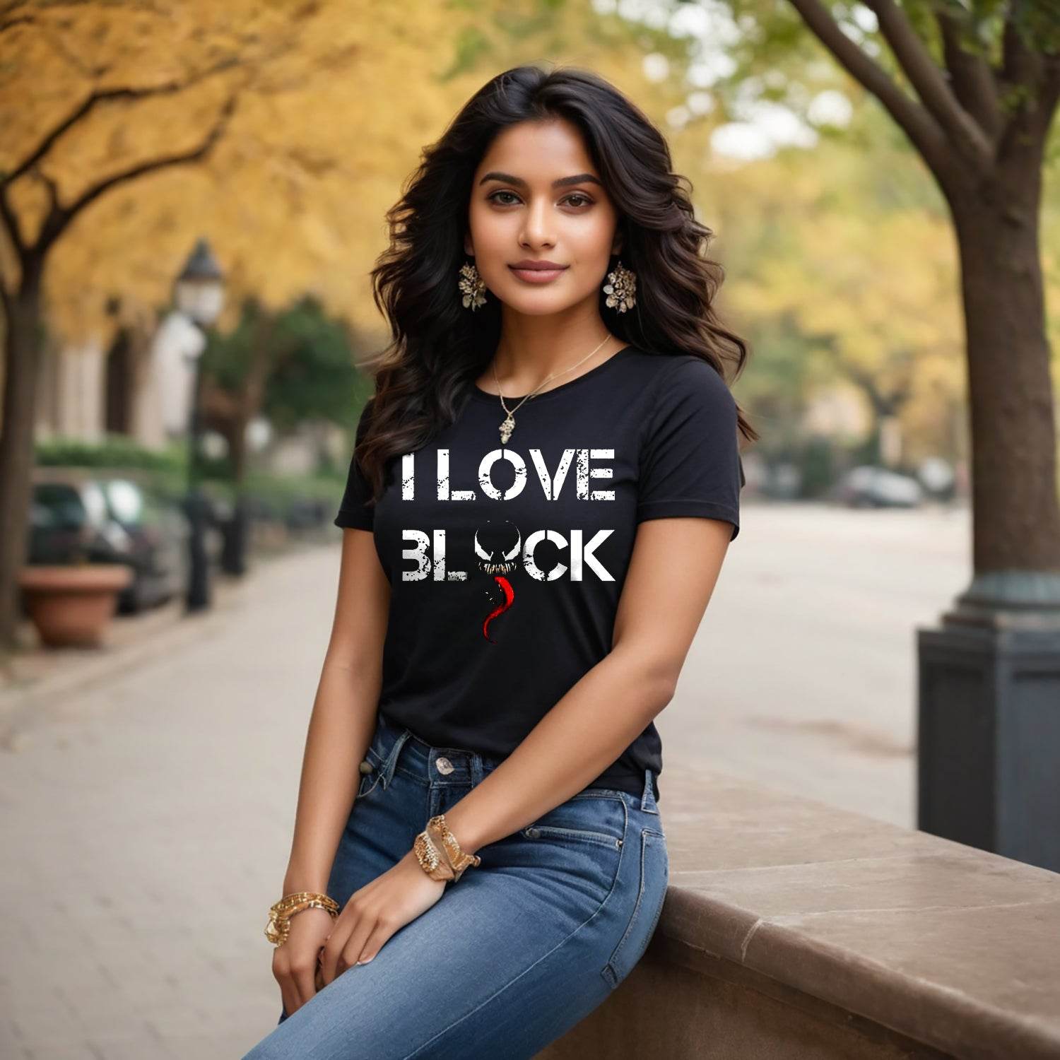 I LOVE BLACK - Unisex Round Neck Regular Fit 100% Combed Cotton Half Sleeve T-Shirt - Mojilo Mart
