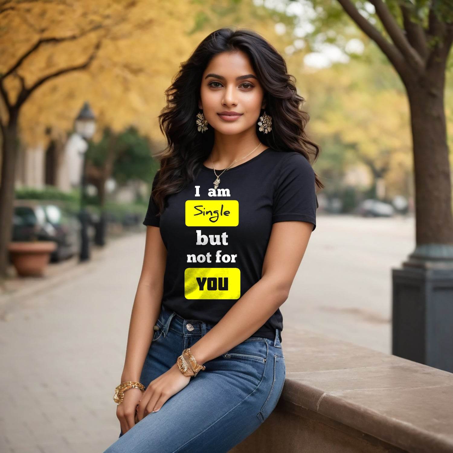 I am Single but not for YOU - Unisex Round Neck Regular Fit 100% Combed Cotton Half Sleeve T-Shirt - Mojilo Mart