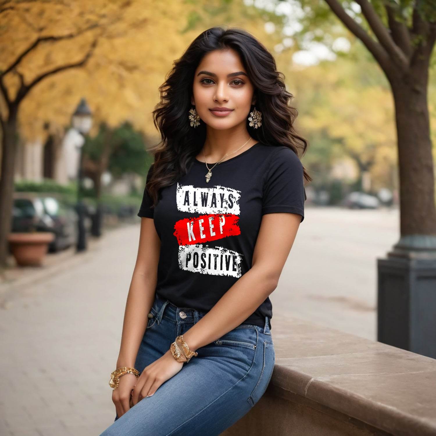 ALWAYS KEEP POSITIVE - Unisex Round Neck Regular Fit 100% Combed Cotton Half Sleeve T-Shirt - Mojilo Mart