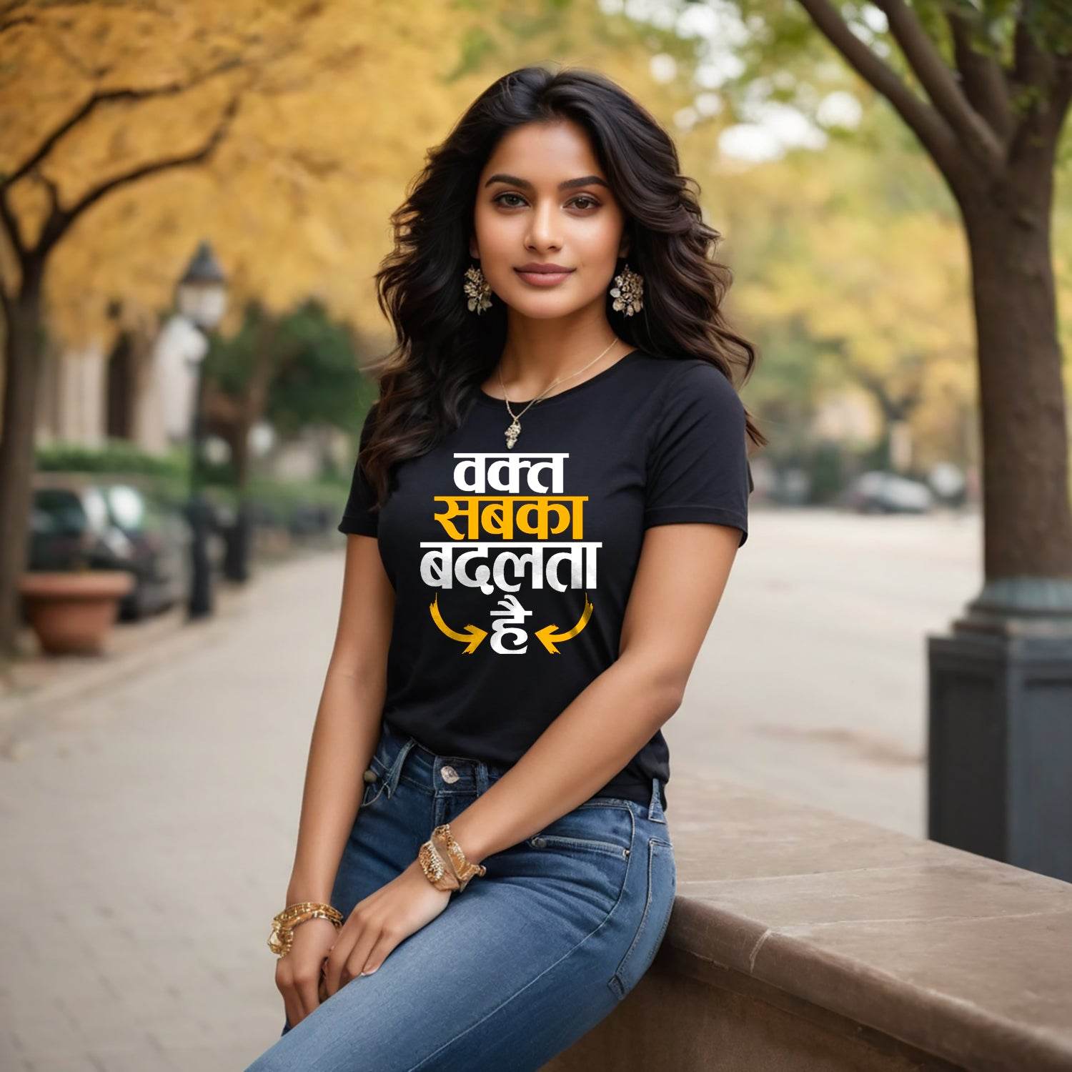 Waqt Sabka Badalta Hai - Unisex Round Neck Regular Fit 100% Combed Cotton Half Sleeve T-Shirt - Mojilo Mart