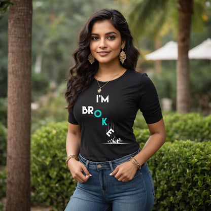 I'm Broken - Unisex Round Neck Regular Fit 100% Combed Cotton Half Sleeve T-Shirt - Mojilo Mart