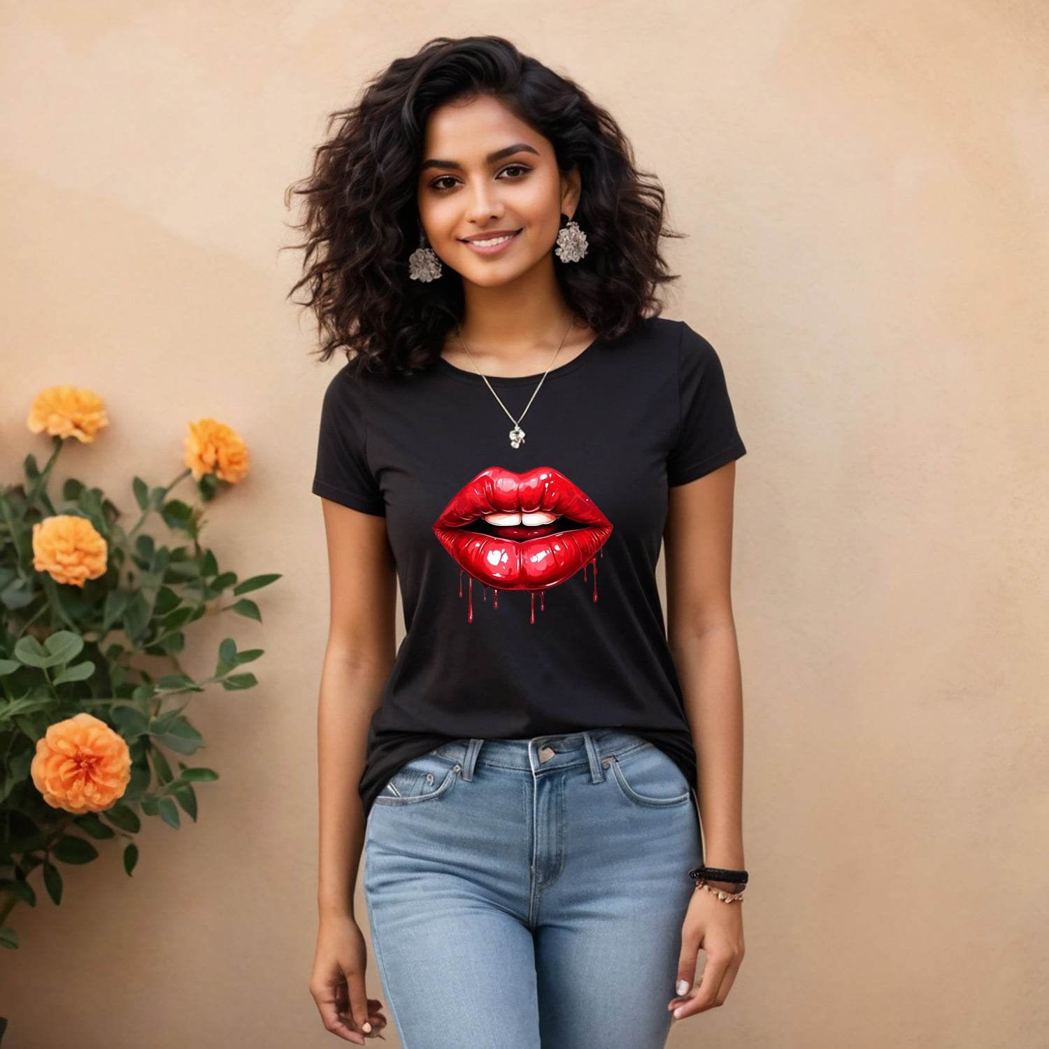 Spirit Of Lips - Unisex Round Neck Regular Fit 100% Combed Cotton Half Sleeve T-Shirt - Mojilo Mart