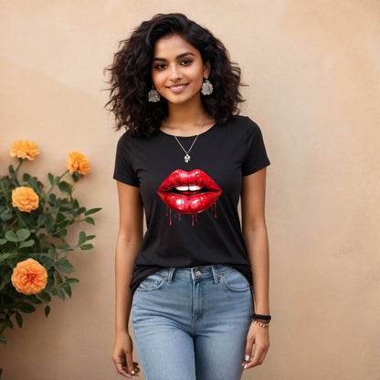 Spirit Of Lips - Unisex Round Neck Regular Fit 100% Combed Cotton Half Sleeve T-Shirt - Mojilo Mart