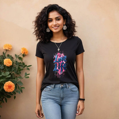 Love Life Print - Unisex Round Neck Regular Fit 100% Combed Cotton Half Sleeve T-Shirt - Mojilo Mart