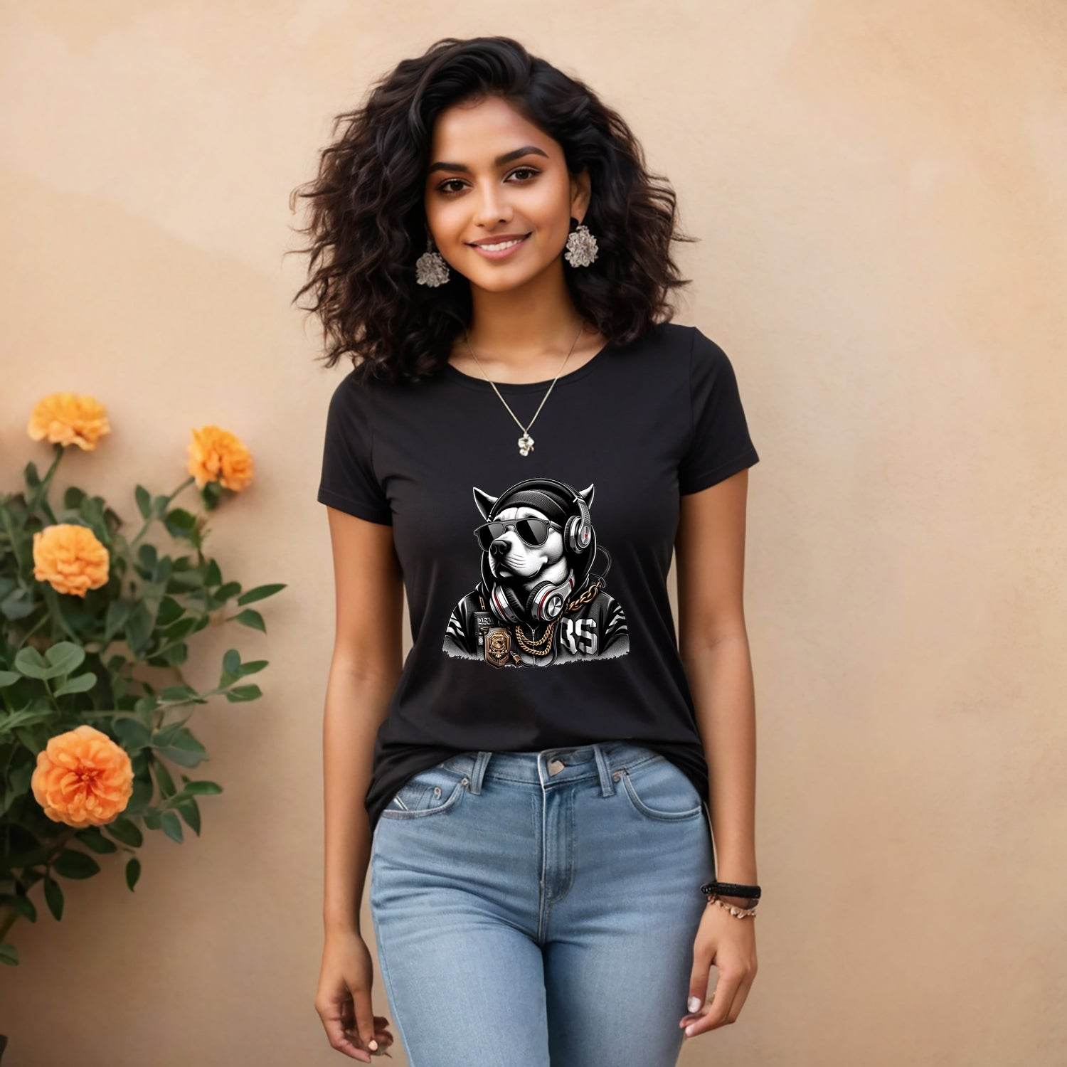 Hip Hop Dog - Unisex Round Neck Regular Fit 100% Combed Cotton Half Sleeve T-Shirt - Mojilo Mart