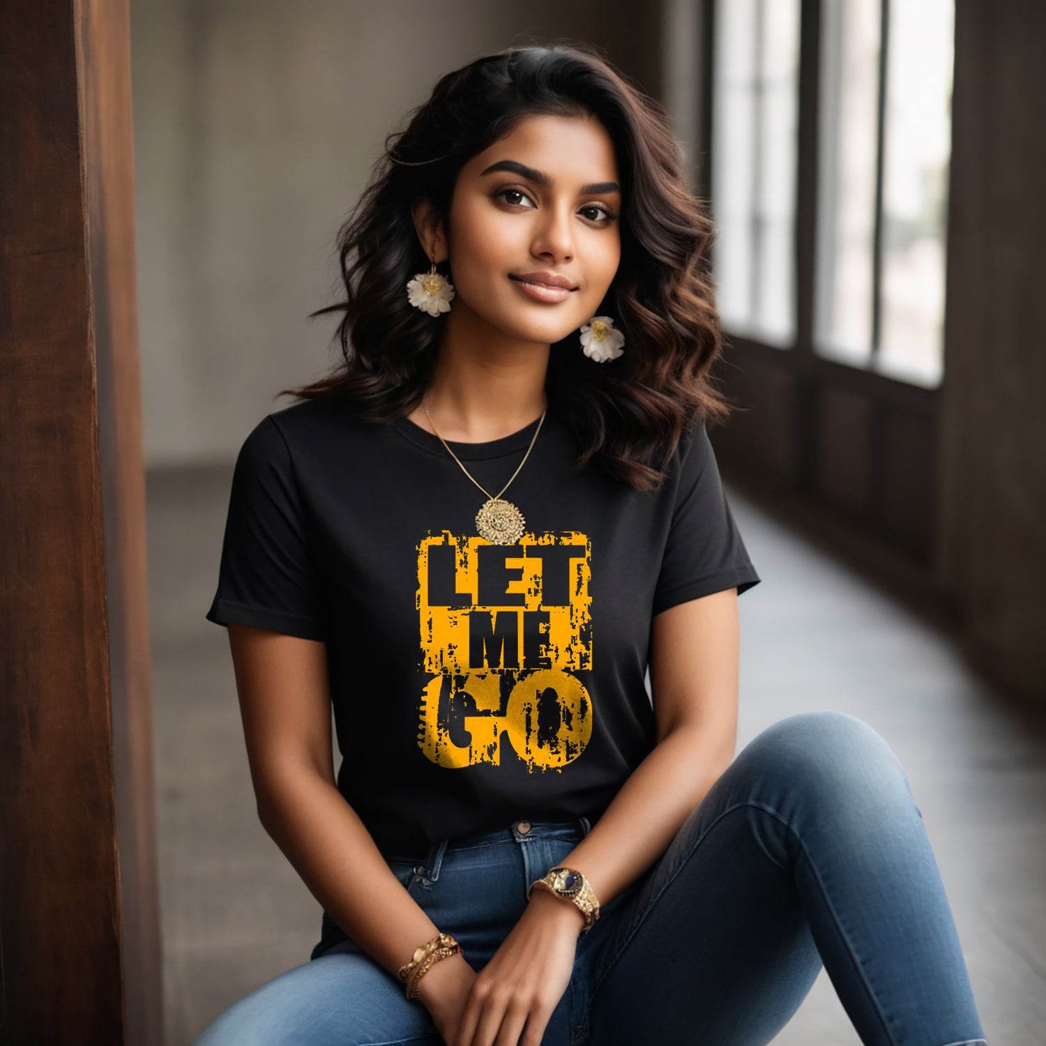 LET ME GO - Unisex Round Neck Regular Fit 100% Combed Cotton Half Sleeve T-Shirt - Mojilo Mart