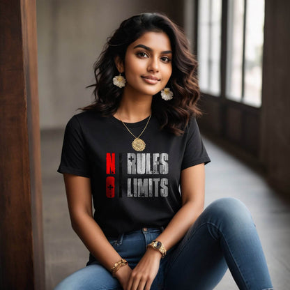 No Rules No Limits - Unisex Round Neck Regular Fit 100% Combed Cotton Half Sleeve T-Shirt - Mojilo Mart
