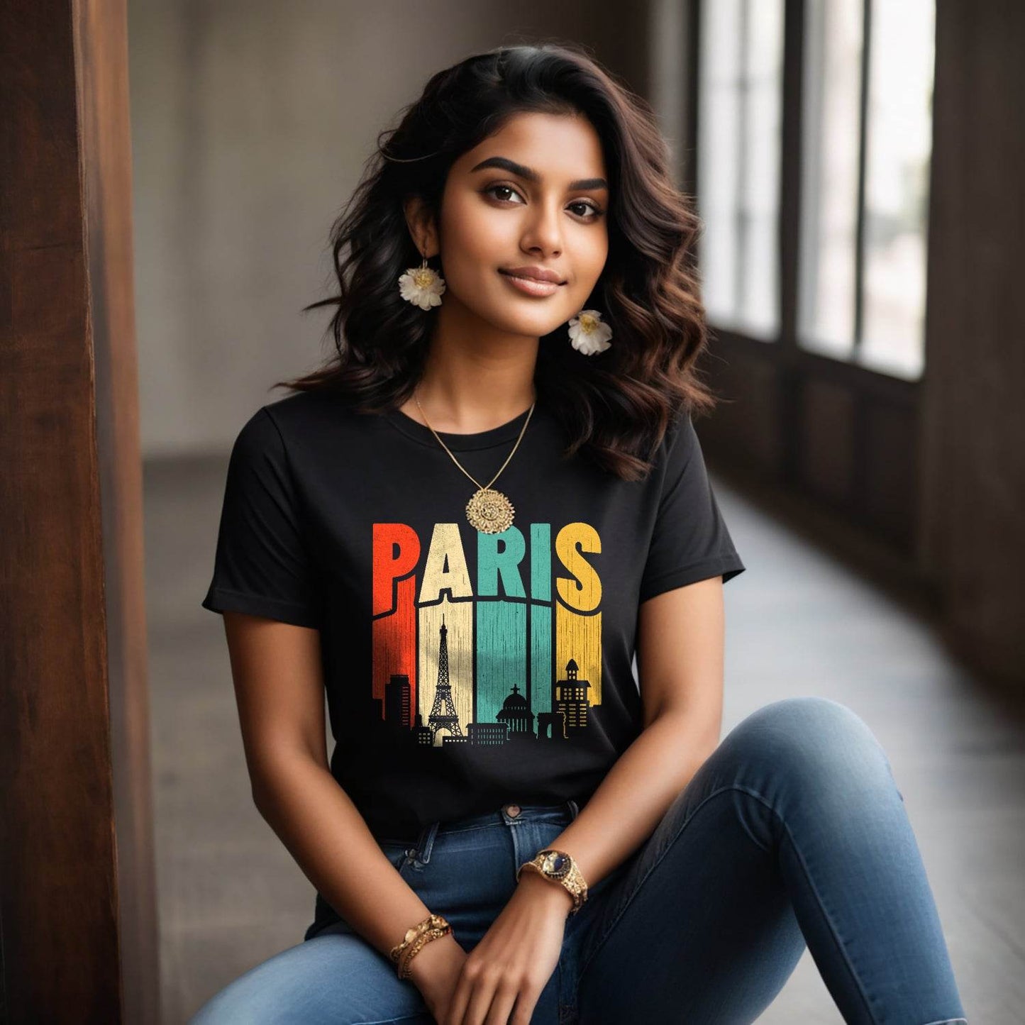 Paris Eiffel Tower - Unisex Round Neck Regular Fit 100% Combed Cotton Half Sleeve T-Shirt - Mojilo Mart