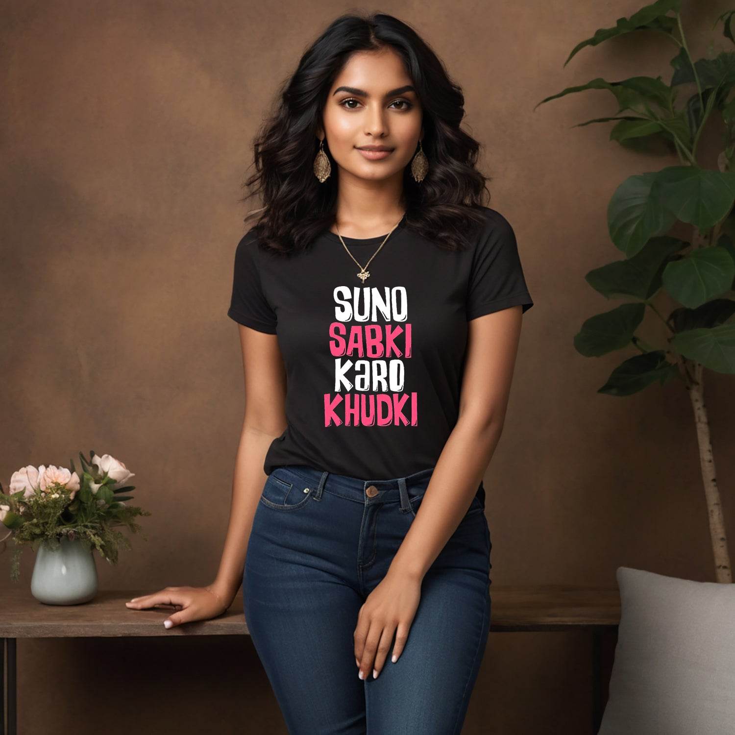 SUNO SABKI KARO KHUDKI - Unisex Round Neck Regular Fit 100% Combed Cotton Half Sleeve T-Shirt - Mojilo Mart