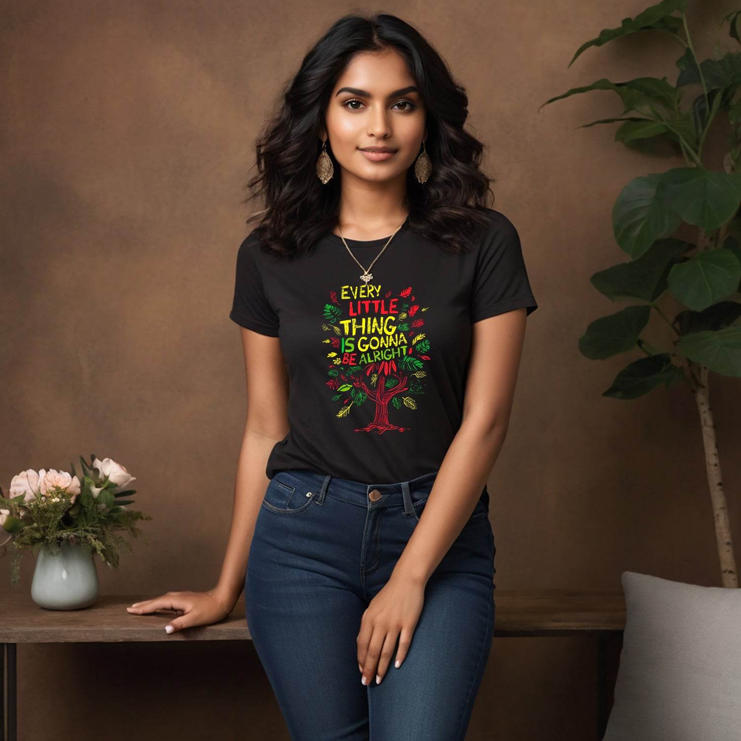 EVERY LITTLE THING IS GONNA BE ALRIGHT - Unisex Round Neck Regular Fit 100% Combed Cotton Half Sleeve T-Shirt - Mojilo Mart