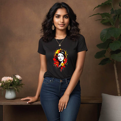 Cute Colorful Woman Various - Unisex Round Neck Regular Fit 100% Combed Cotton Half Sleeve T-Shirt - Mojilo Mart