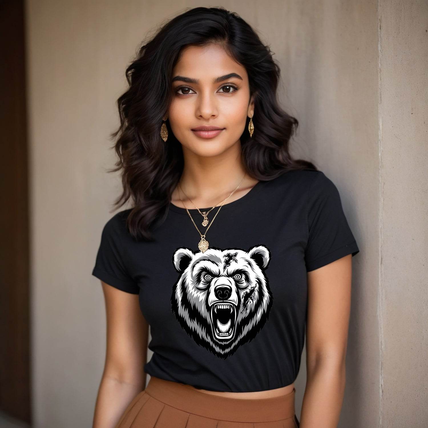 Angry Bear Attack - Unisex Round Neck Regular Fit 100% Combed Cotton Half Sleeve T-Shirt - Mojilo Mart