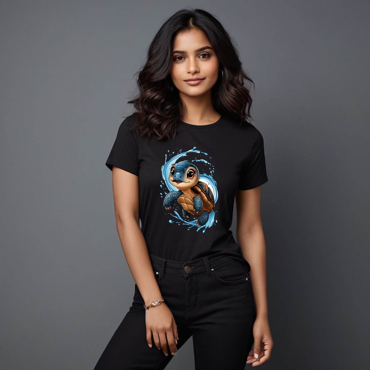 Funny Little Turtle - Unisex Round Neck Regular Fit 100% Combed Cotton Half Sleeve T-Shirt - Mojilo Mart